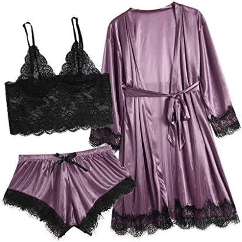 3 Pc (Gown+ Net Bra Panty)