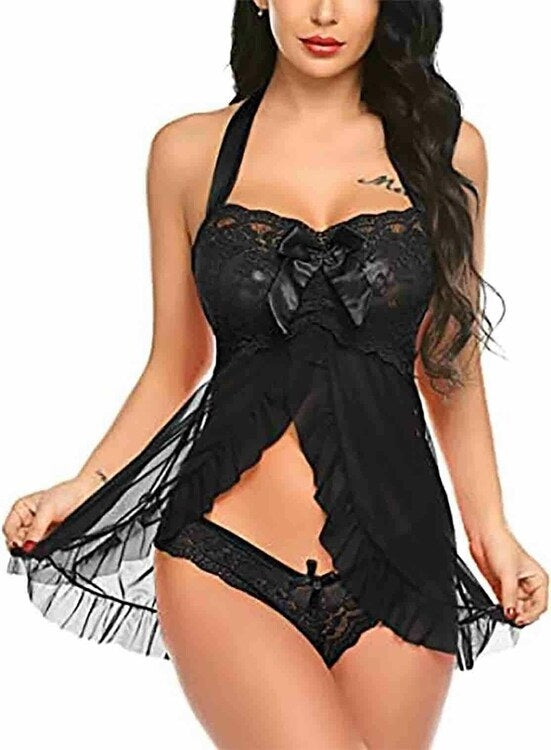 2 Piece Floral Net Night Dress