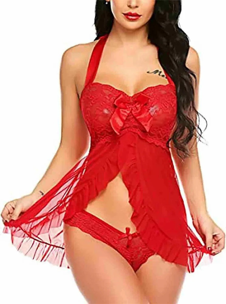 2 Piece Floral Net Night Dress
