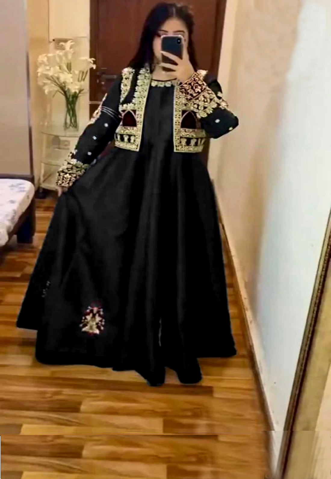 2Pcs Handwork Nug Stone Emb Koti Work Long Maxi