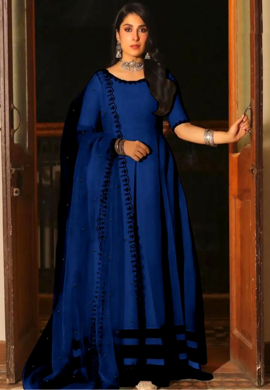 3pcs Emb Pearls Work Dupatta Maxi