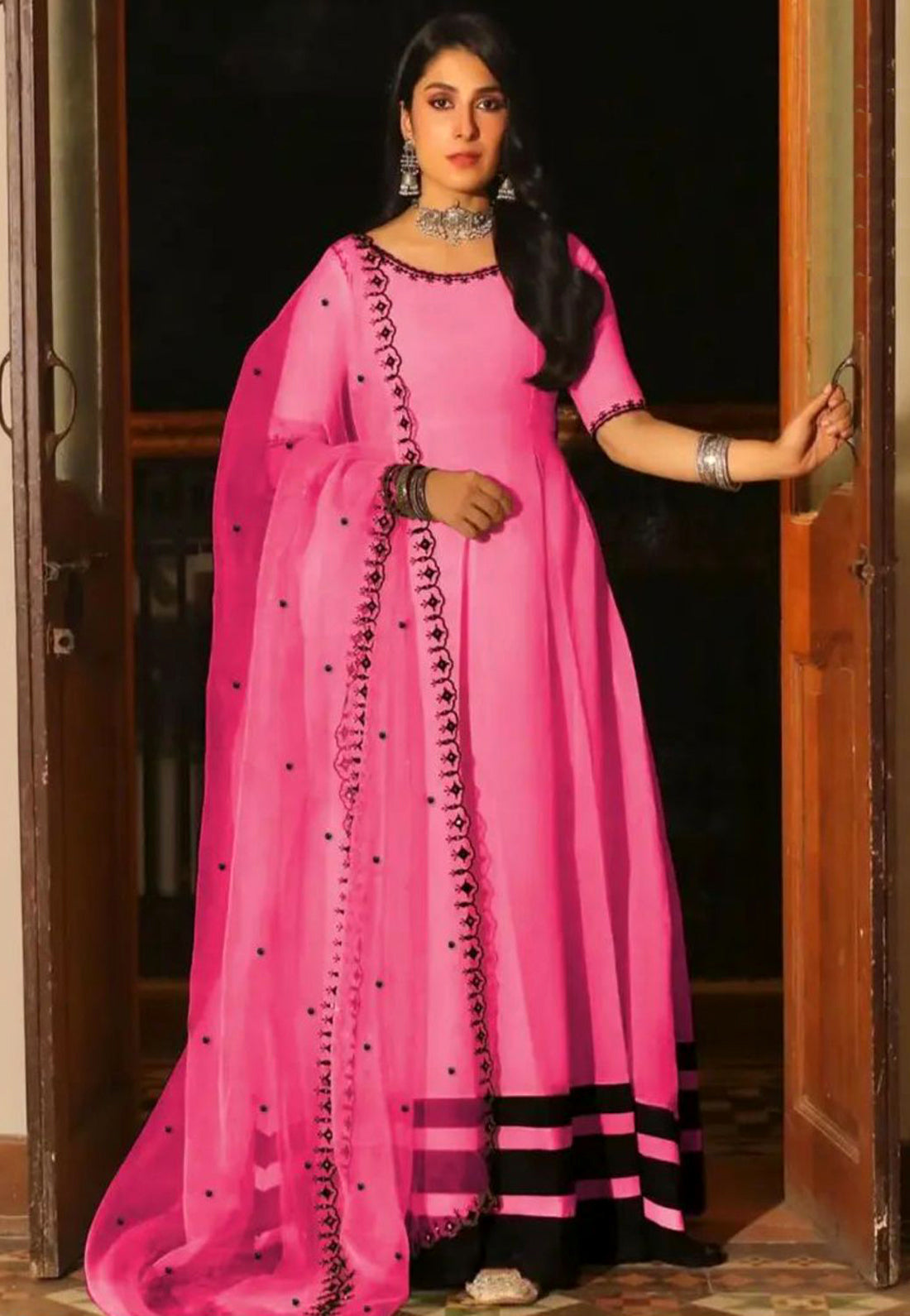 3pcs Emb Pearls Work Dupatta Maxi