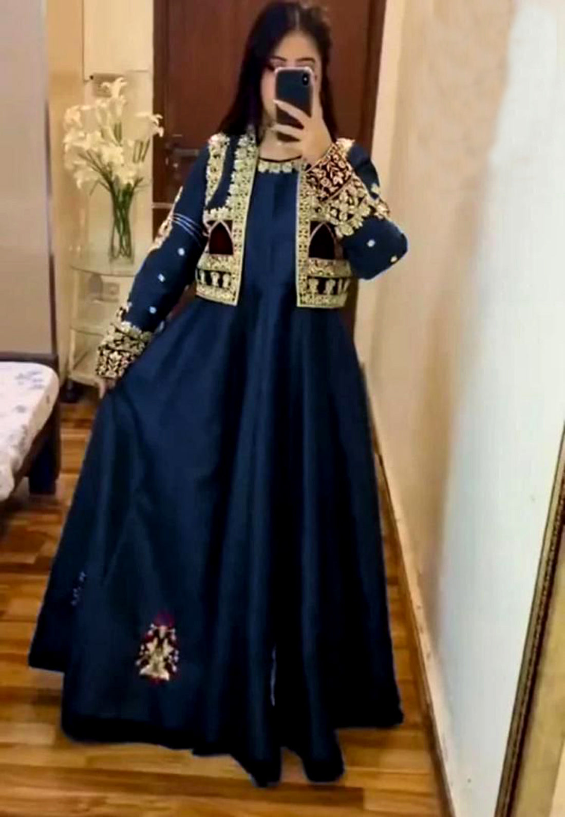 2Pcs Handwork Nug Stone Emb Koti Work Long Maxi