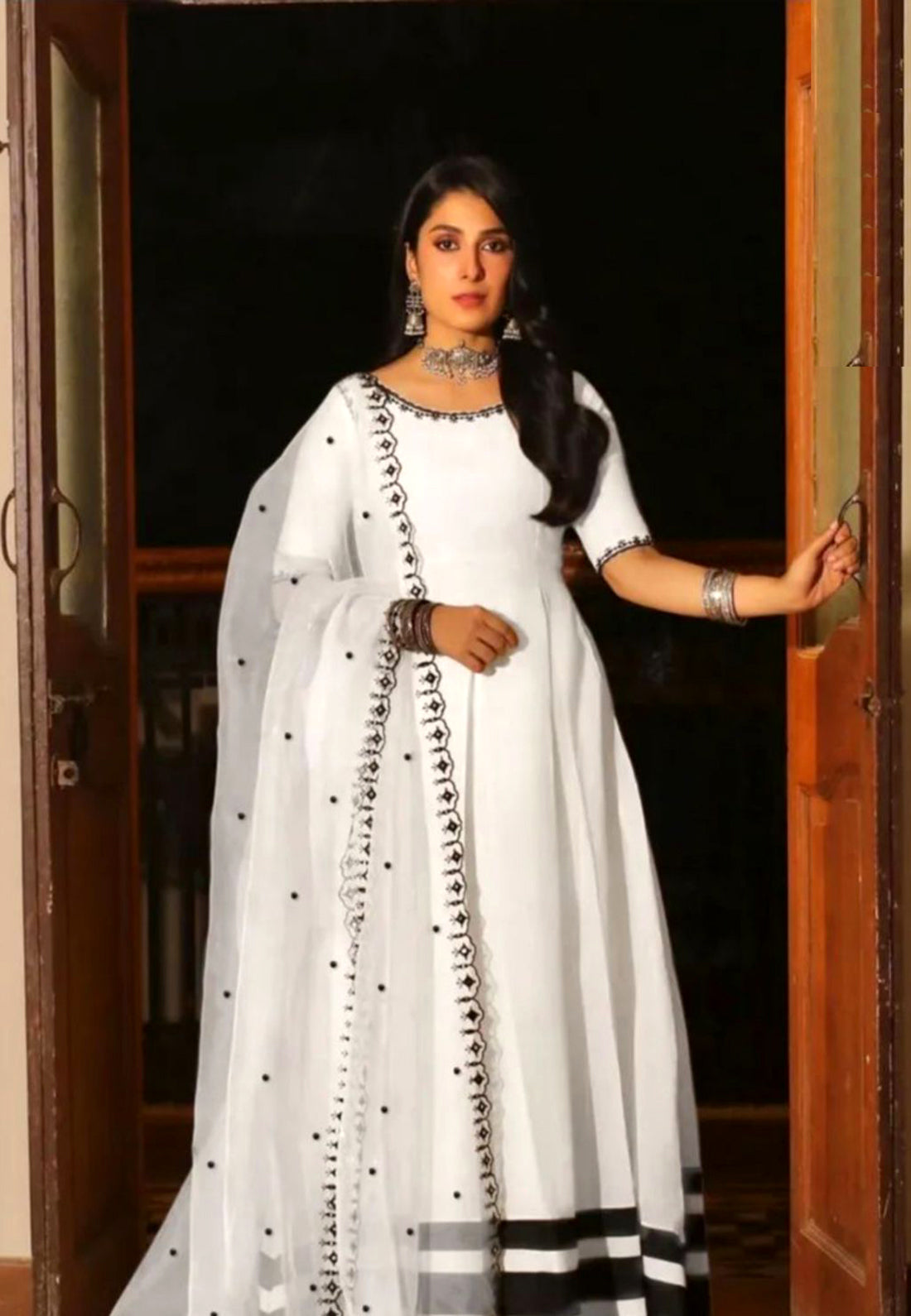 3pcs Emb Pearls Work Dupatta Maxi
