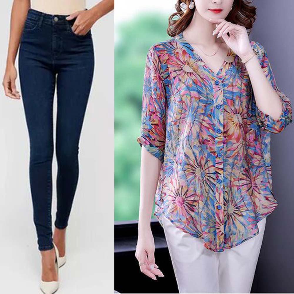 Ladies Deal (1 Jeans and 1 Chiffon Top ) Code 1213