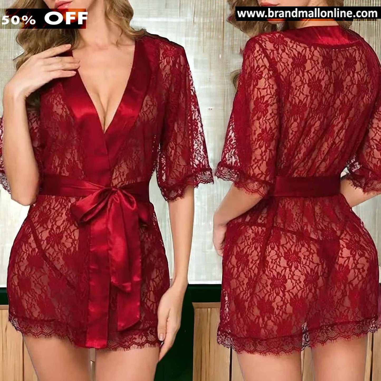 2 pieces Trasparent Gown Penty Nightwear set