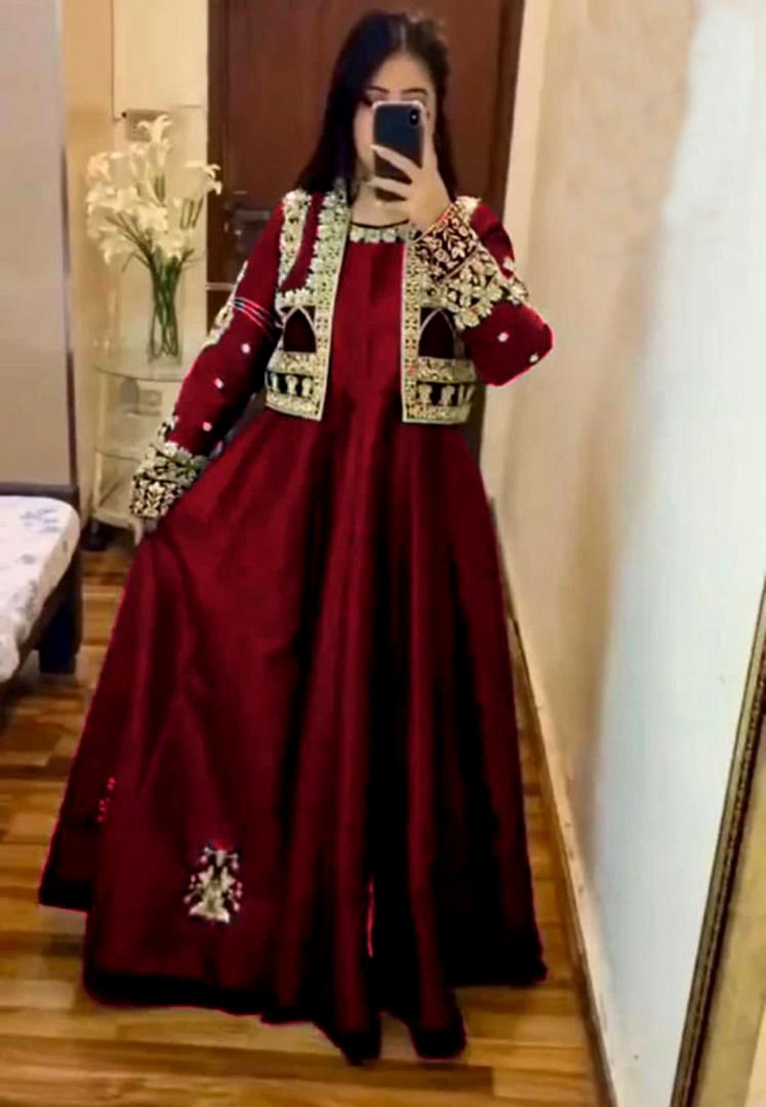 2Pcs Handwork Nug Stone Emb Koti Work Long Maxi