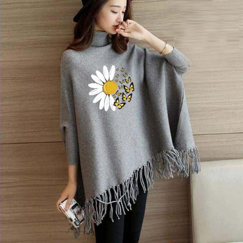 Daisy Flower Printed poncho