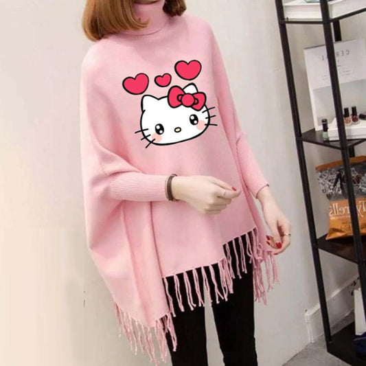 Kitty Printed Poncho