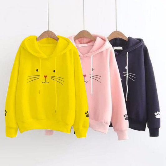 Ladies Meow printed hoodies