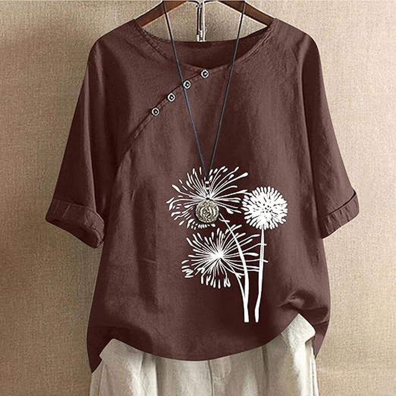 Ladies Printed Button Top Code #02