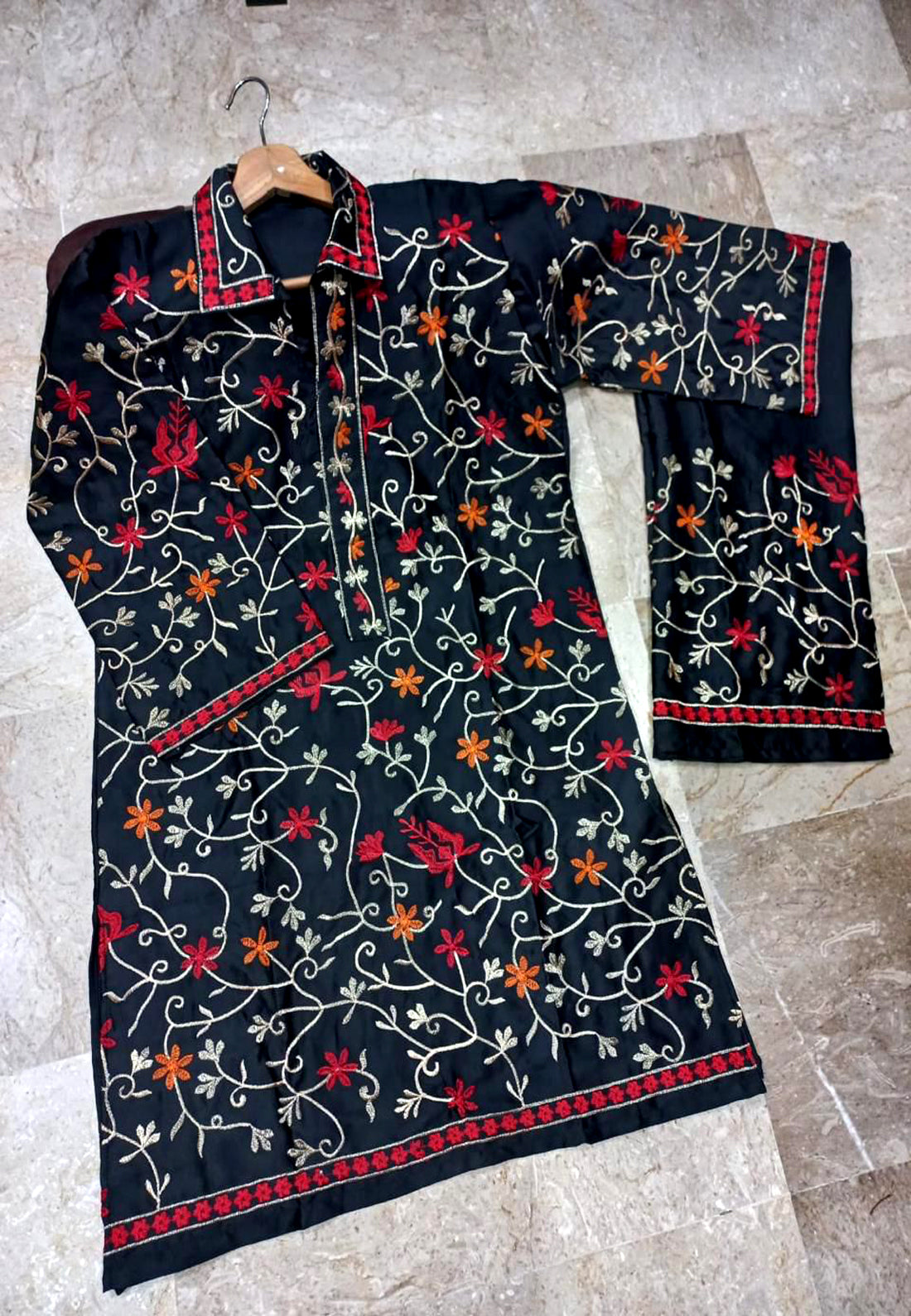 2Piece Embroidered Shirt With Embroidered Trouser