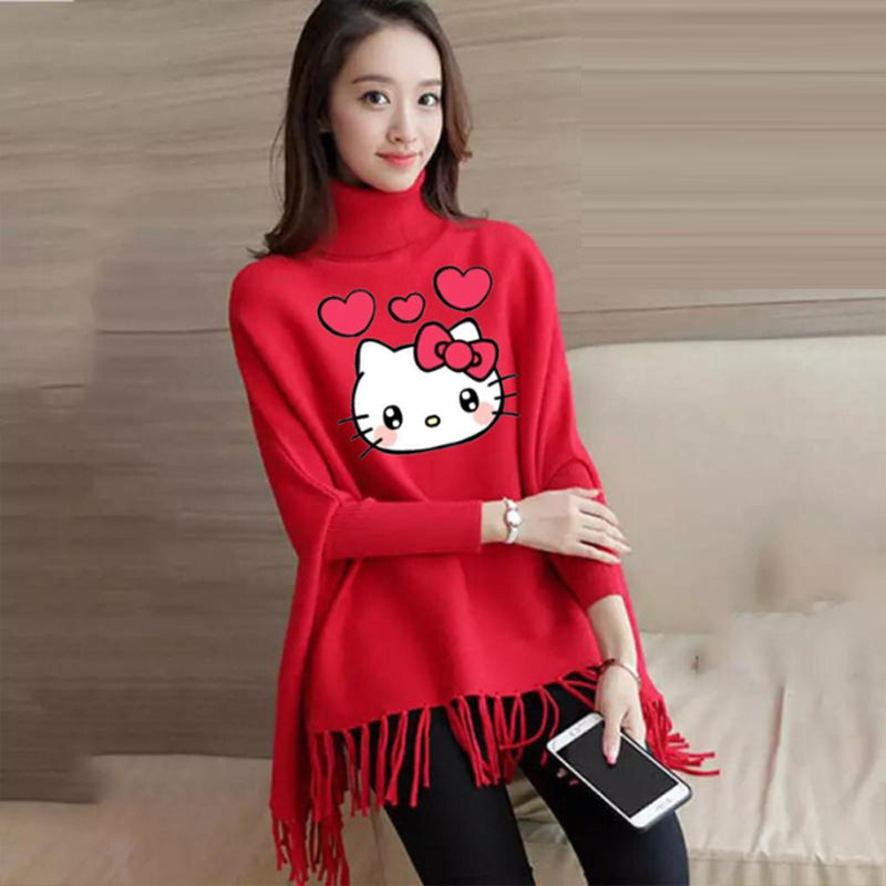 Kitty Printed Poncho