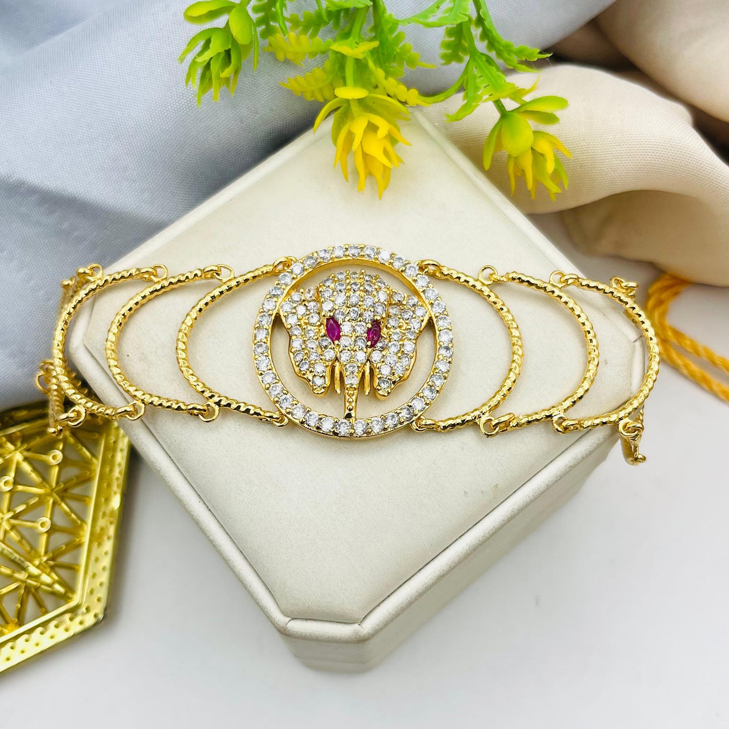 Fancy Beautiful Gold Plated Full Zircon Bracelet For Her