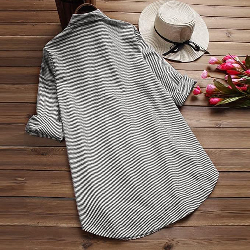 Ladies button checkered top