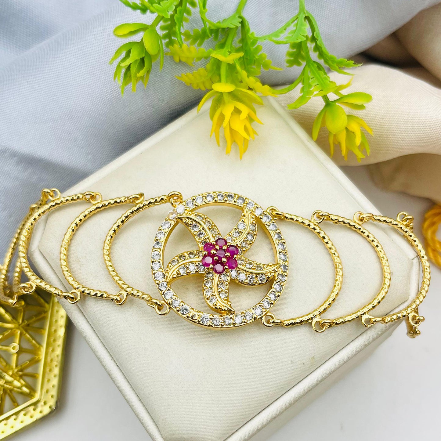 Fancy Beautiful Gold Plated Full Zircon Bracelet For Her