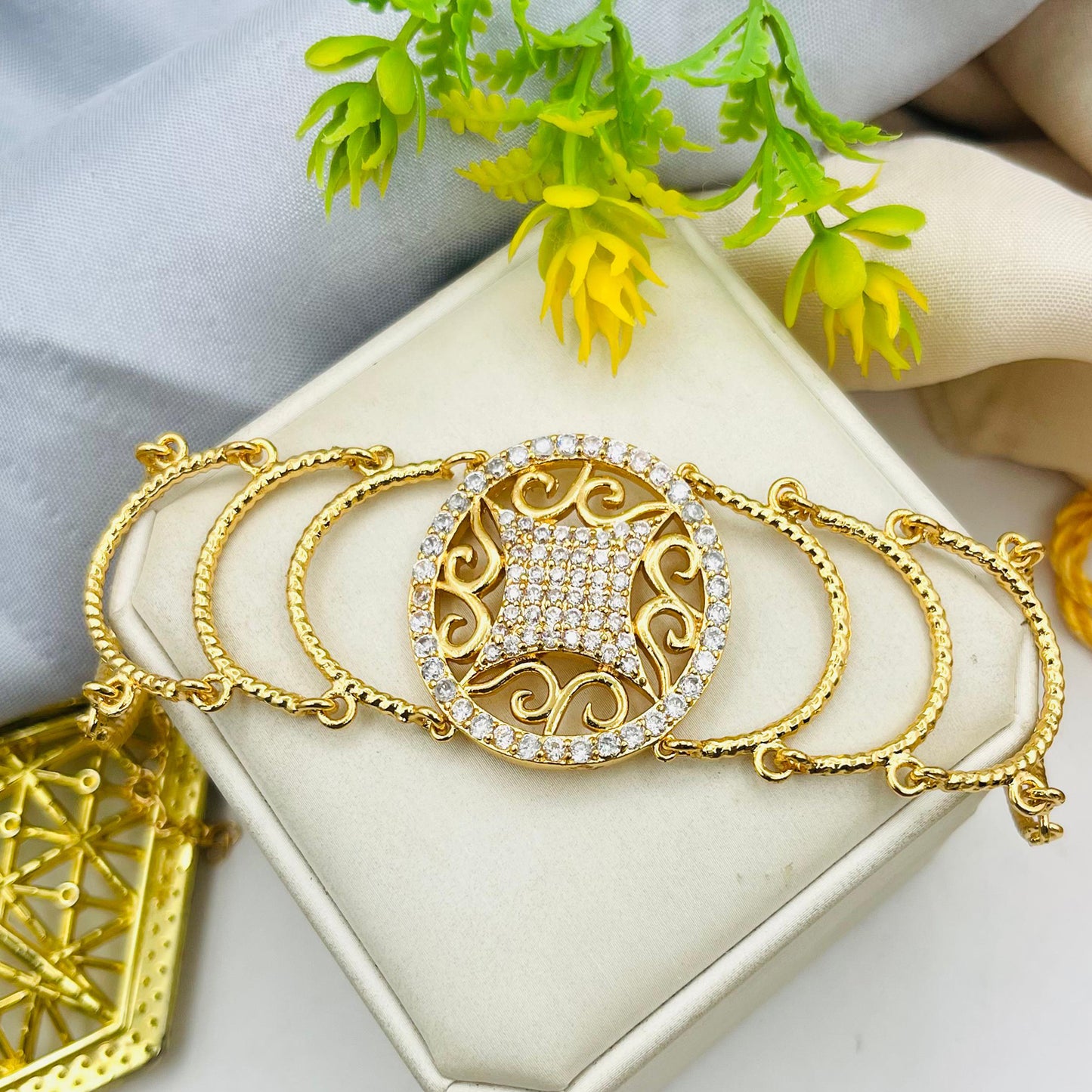 Fancy Beautiful Gold Plated Full Zircon Bracelet For Her