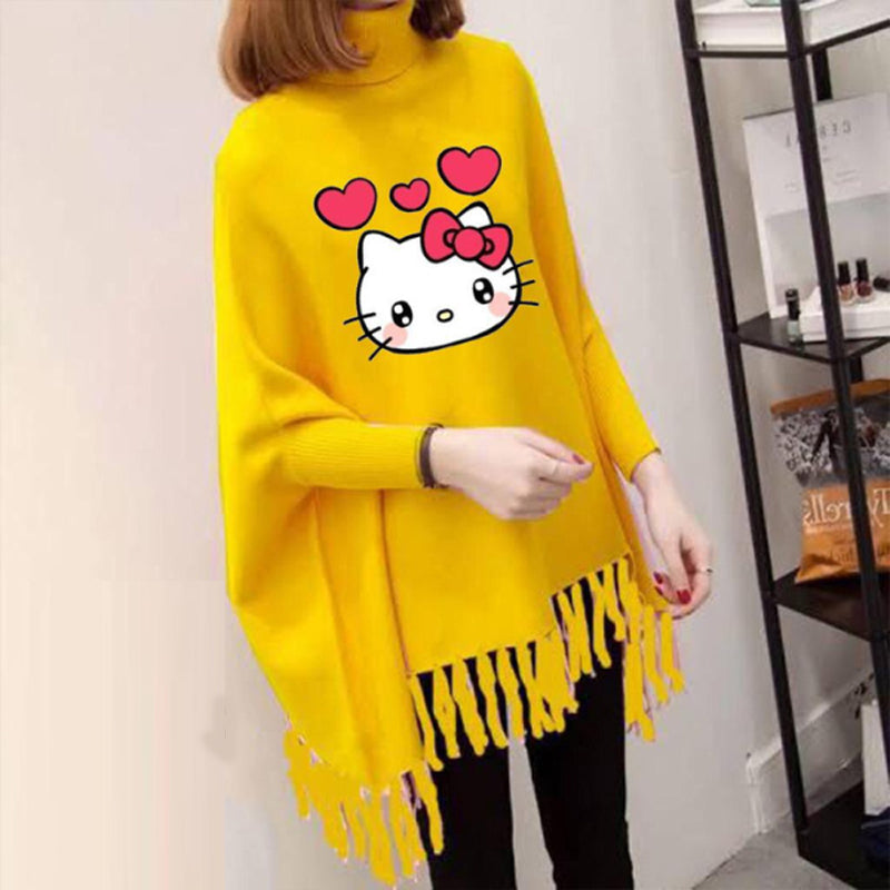 Kitty Printed Poncho